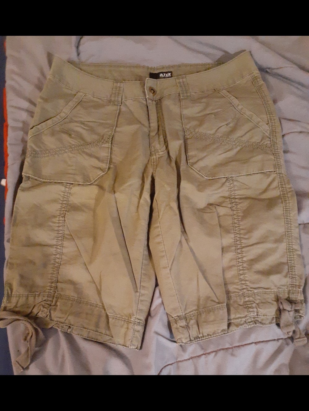 a.n.a Women's Tan Cargo Bermuda Shorts with Front Patch Pockets